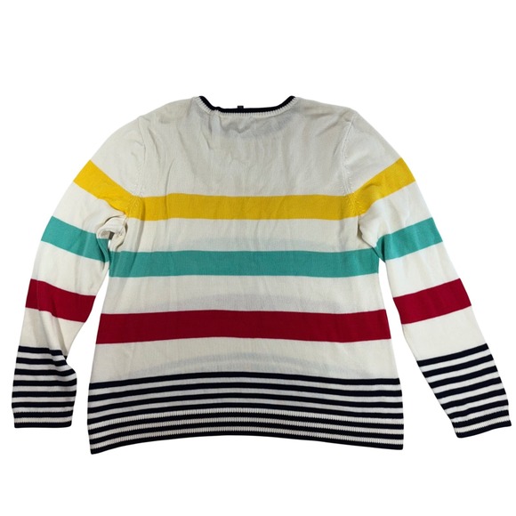 Talbots Petite XL Striped Pima Cotton Sweater Crew Neck Colorful Nautical - Picture 2 of 6